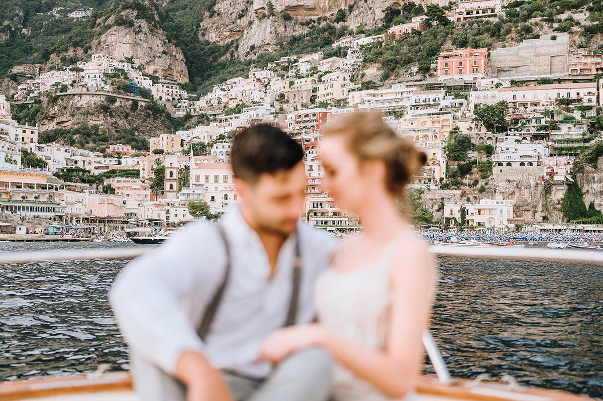 Positano elope on boat | Emiliano Russo | getting married abroad - emiliano russo