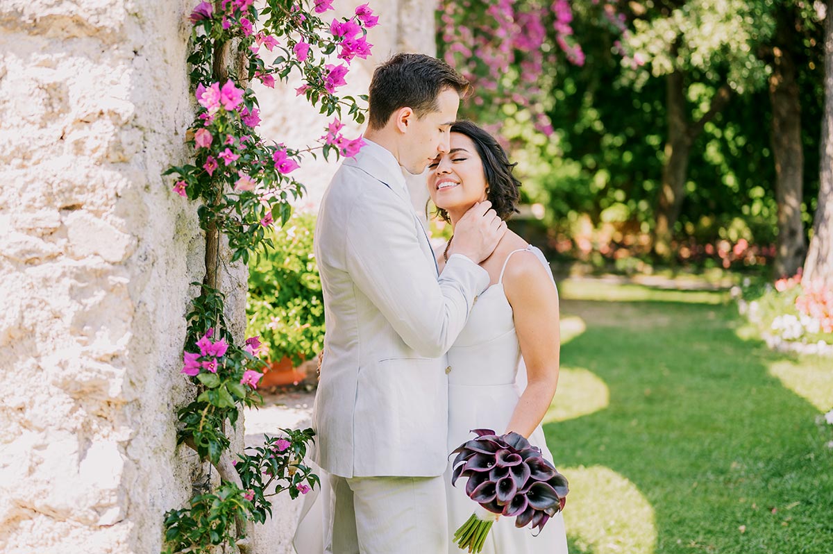 Hotel Villa Cimbrone wedding gardens | Emiliano Russo | romantic wedding at belmond Hotel Caruso groom ready couple shots 7 |